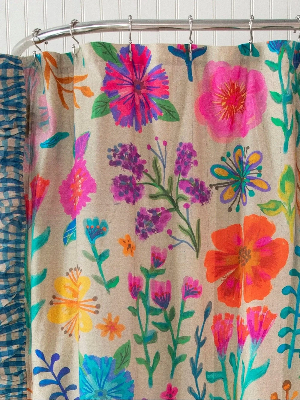 Rainbow Garden Cream shower curtain